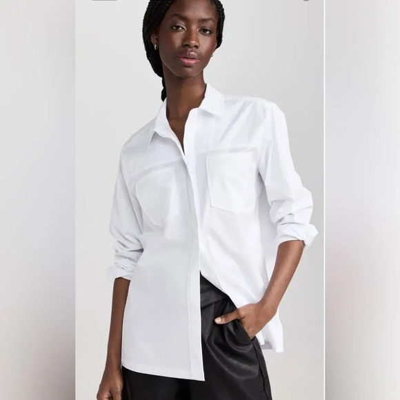 Good American Tops - Good American size 6 (3xl) white cotton blend slit back poplin shirt